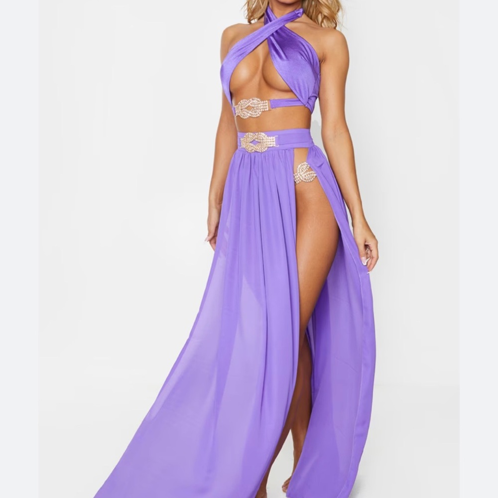 3 Piece Purple Diamante Jewel Bikini Set Women’s Sz 4 NWT !!!
